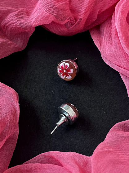 Hand Painted Monalisa Stone Stud Earring