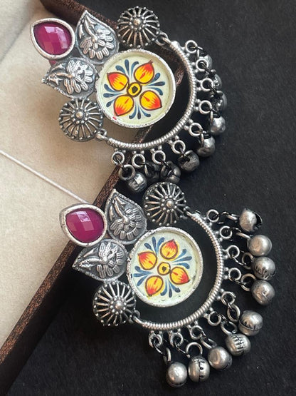 Hand Painted Black Polish Chandbali Earring