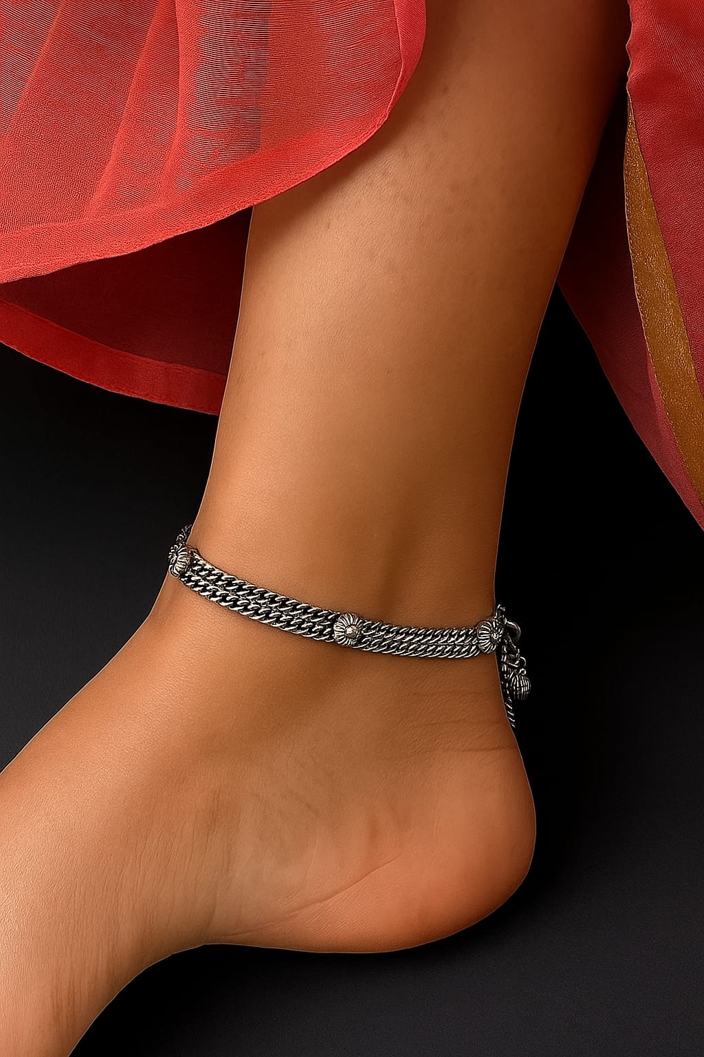 Oxidized  Trendy Chain Anklets