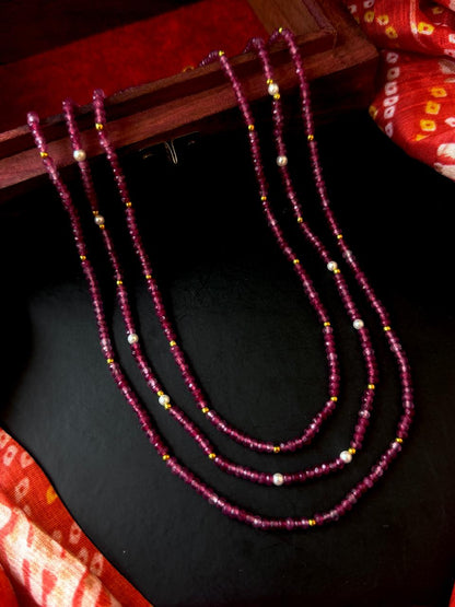 Stone Semi precious Beaded Three Layered Mala