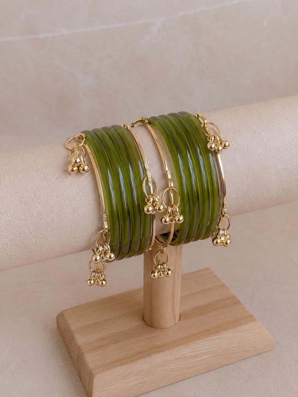 Acrylic Bangles with Metal Bangles set