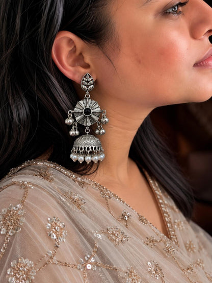 Oxidized Top with Jhumki Partywear Earring