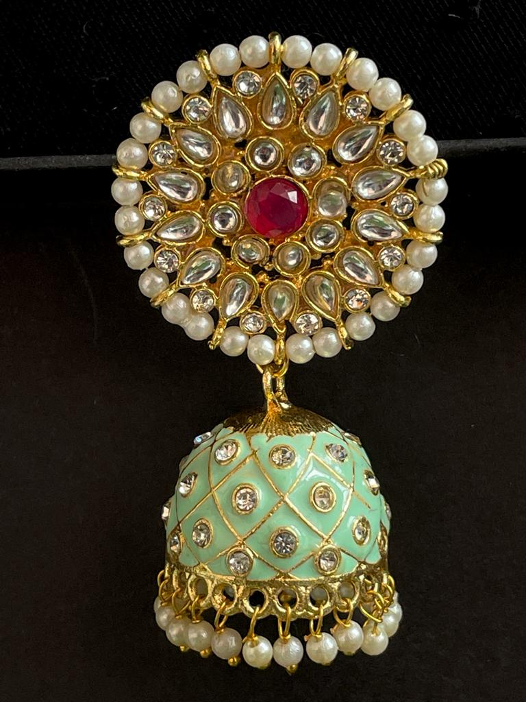 Meenakari Dome Shape Jhumka Earring