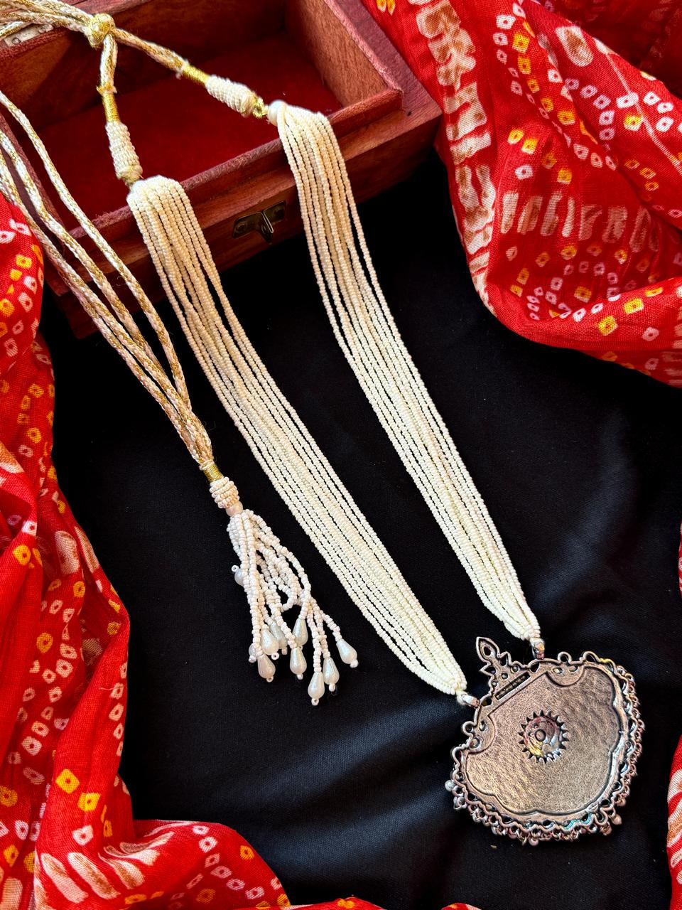 Oxidized Pendant Cheer Multi Layered Mala Necklace