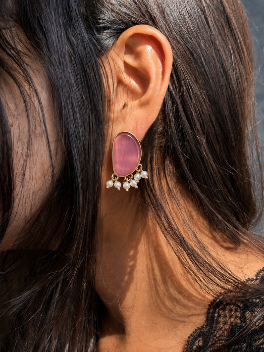 Monalisa Stone Stud Golden Earring
