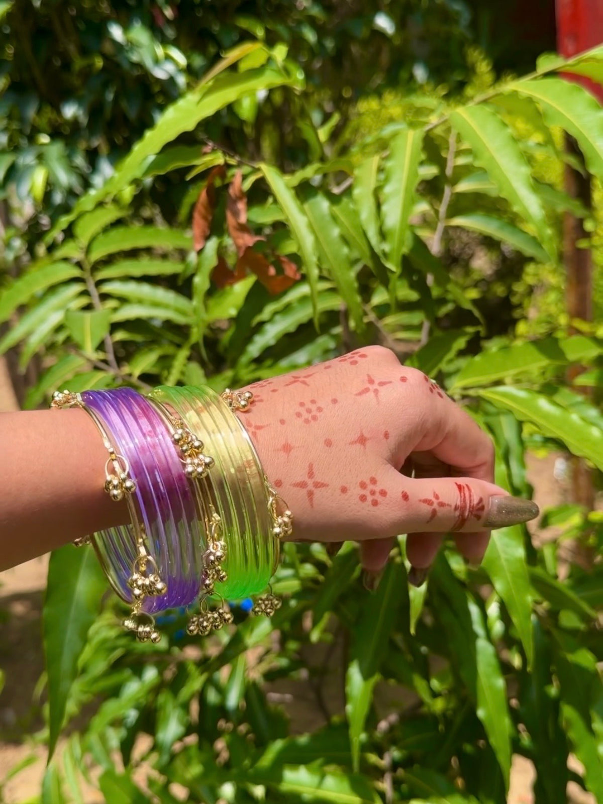 Acrylic Bangles with Metal Bangles set