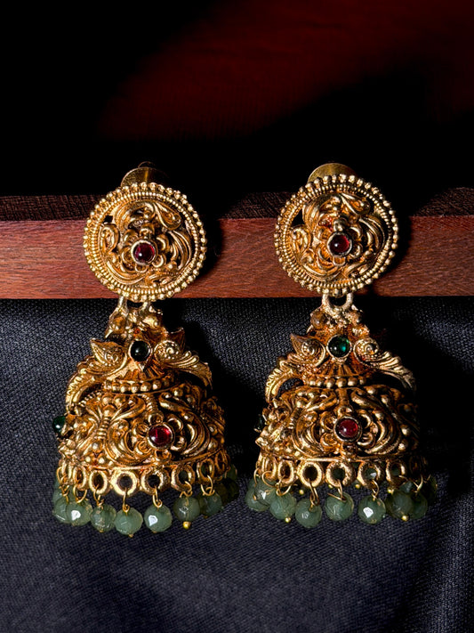 Matt Finish Golden Temple Earring