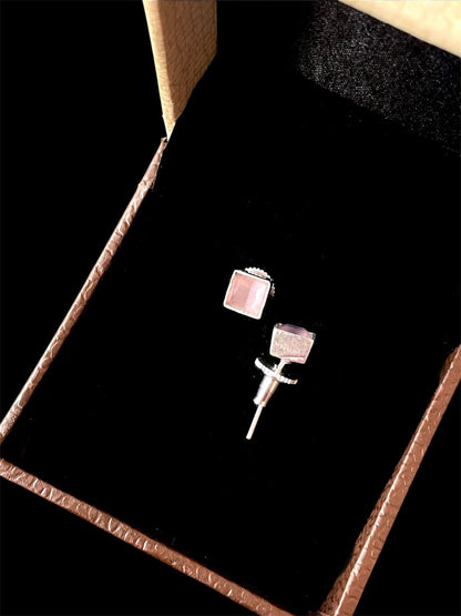 Monalisa Stone Silver Replica Tops Earring (Set of 2 pairs)