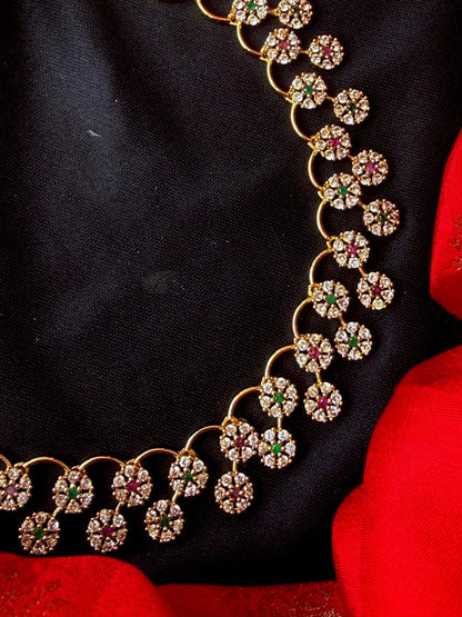AD Stone Partywear Choker with Earring set
