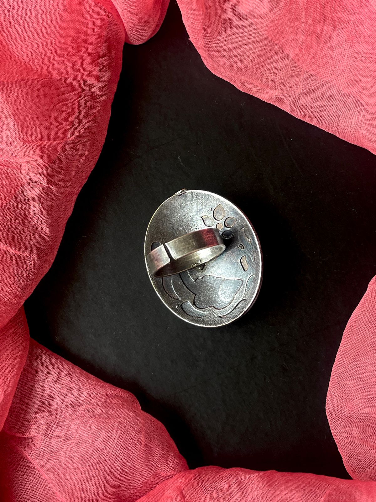 Oxidized Black Polish Ethnic Ring