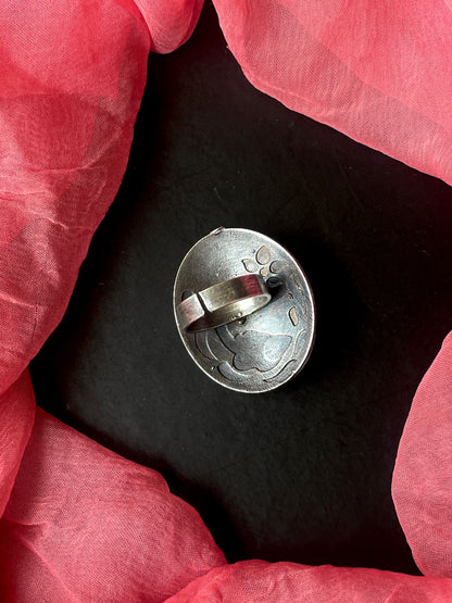 Oxidized Black Polish Ethnic Ring