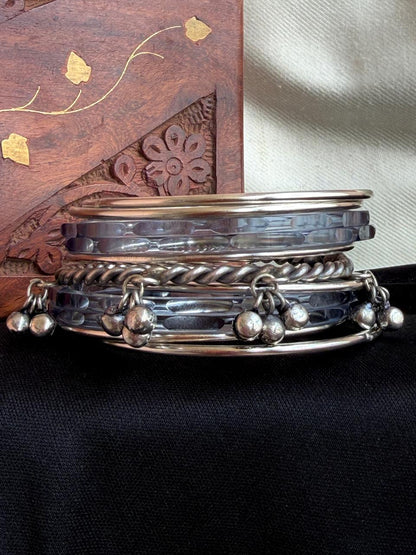 Acrylic Bangles with Metal Bangles set