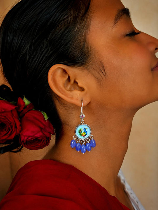Hand Painted Top Jade Stone Earring