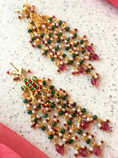 Kundan Beaded Latkan Partywear Earring