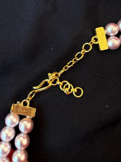 Glass Pearl Double Layer Mala with Earring set
