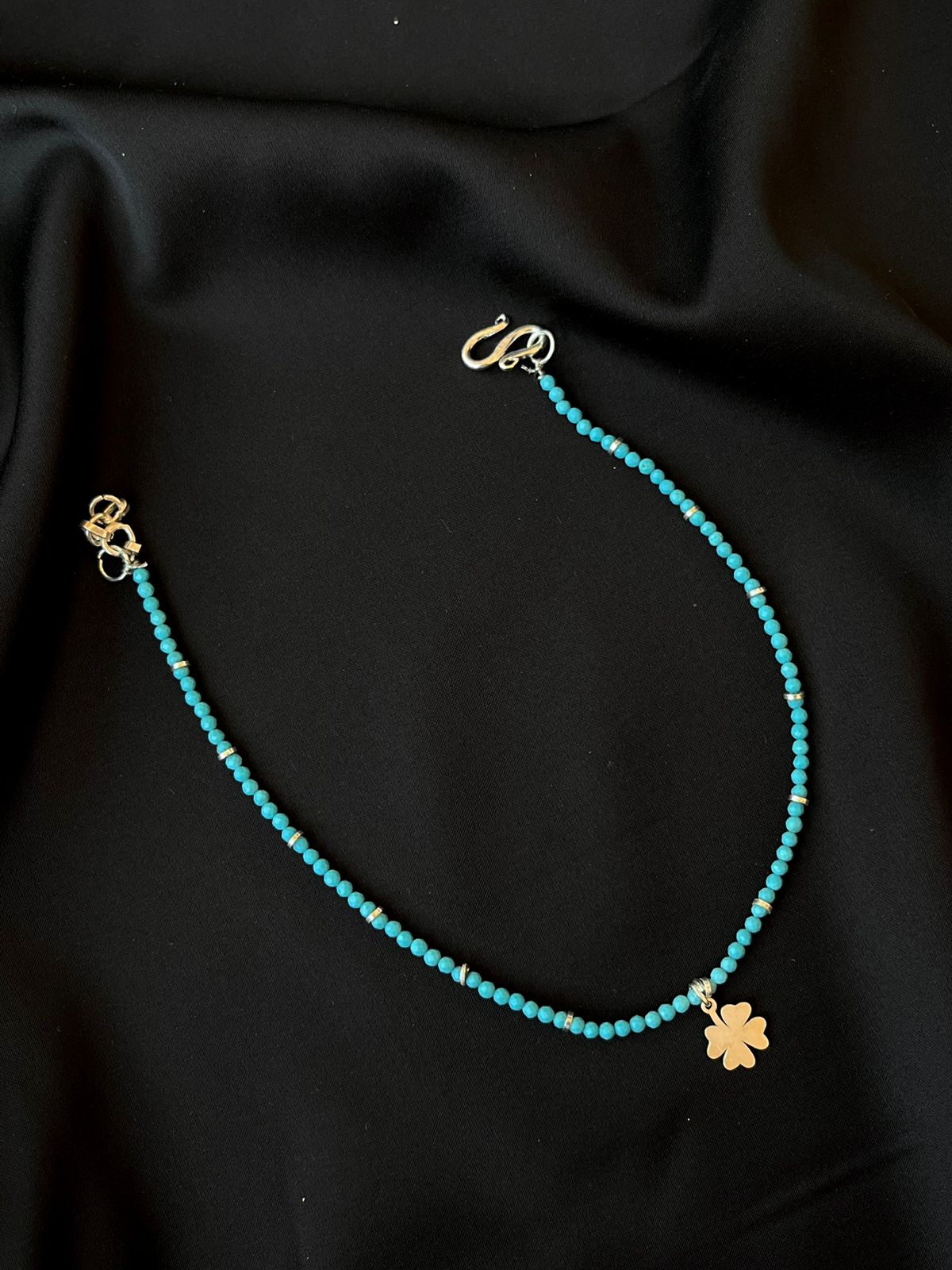 Silver Motif Beaded 92.5 Silver Anklet