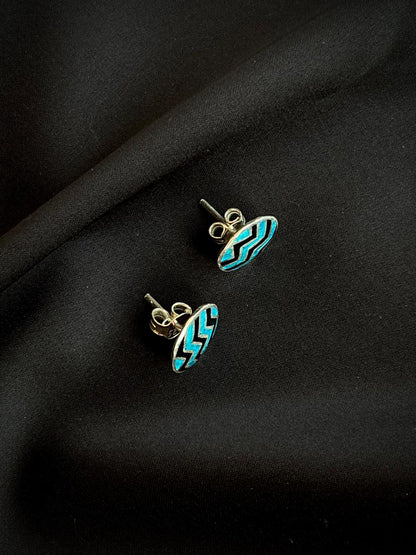 Meenakari Geometrical 92.5 Silver Stud Earring