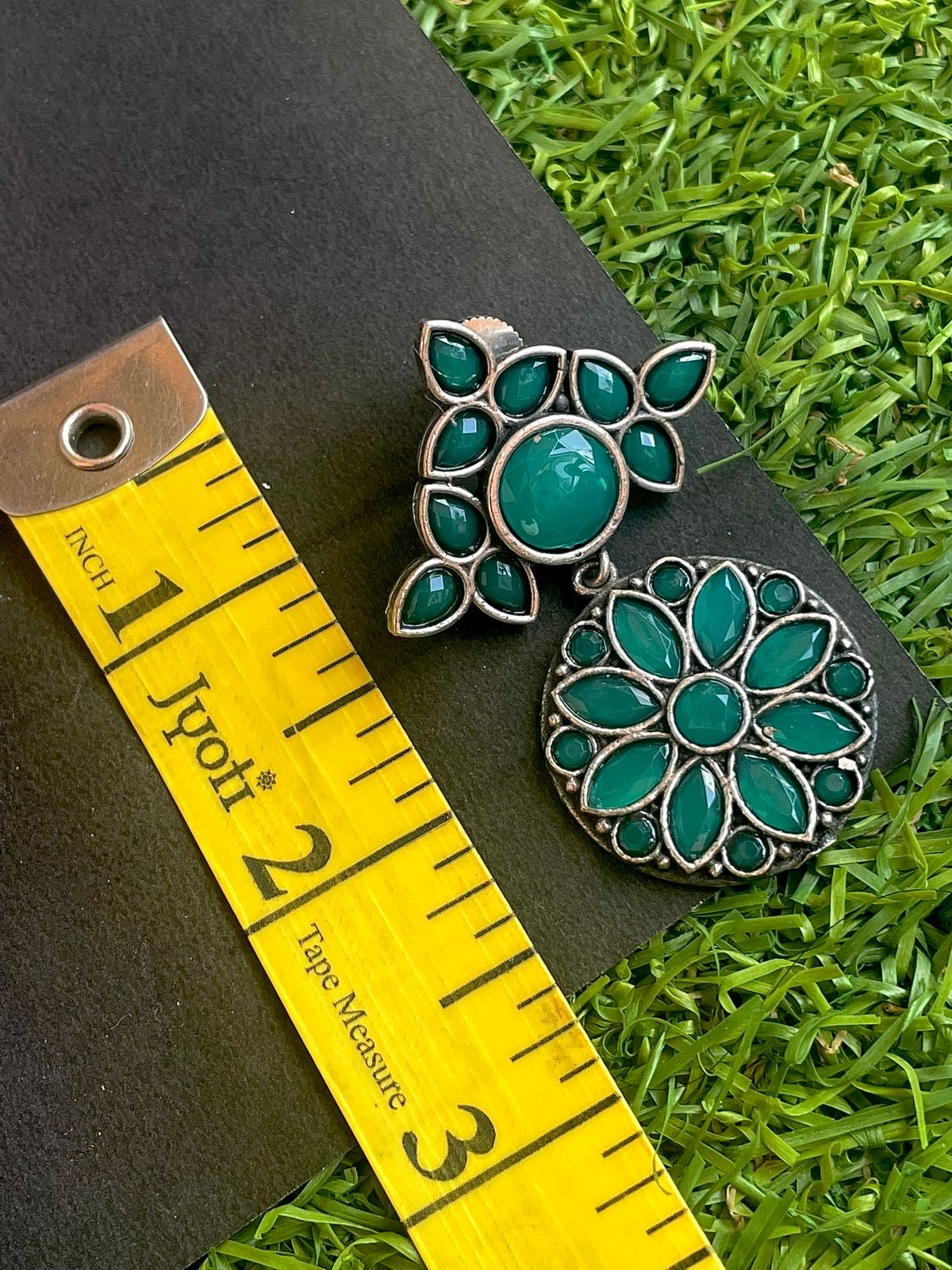 Oxidized Stone work Earring