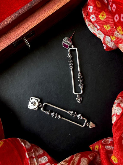 Oxidized Silver Replica Earring