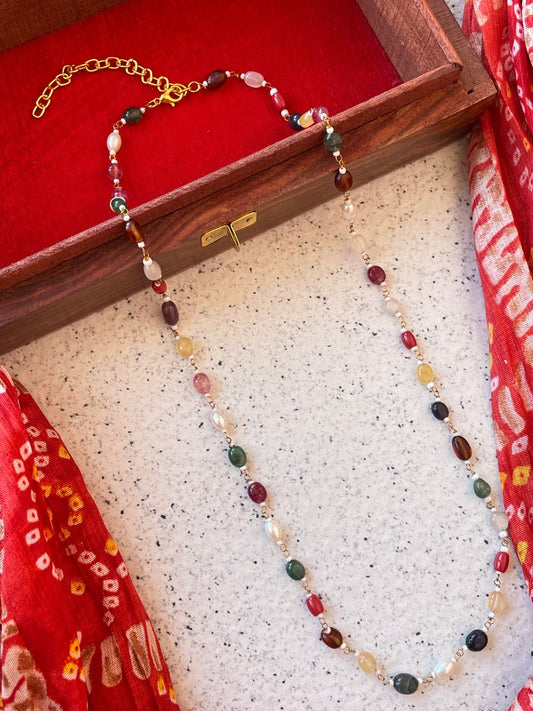Stone Navratan Beads Ethnic Mala