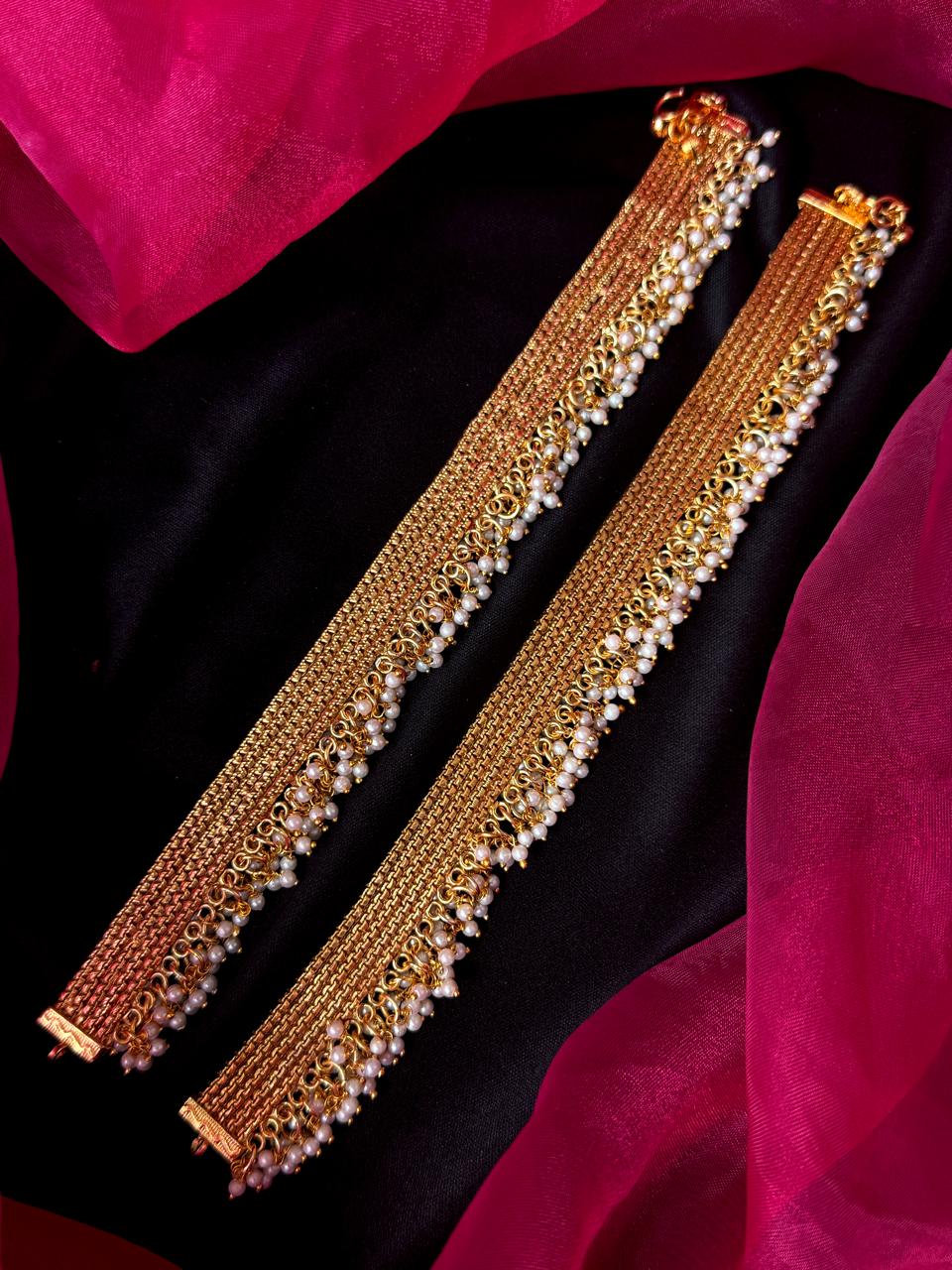 Golden Look Alike Beaded Partywear Anklets
