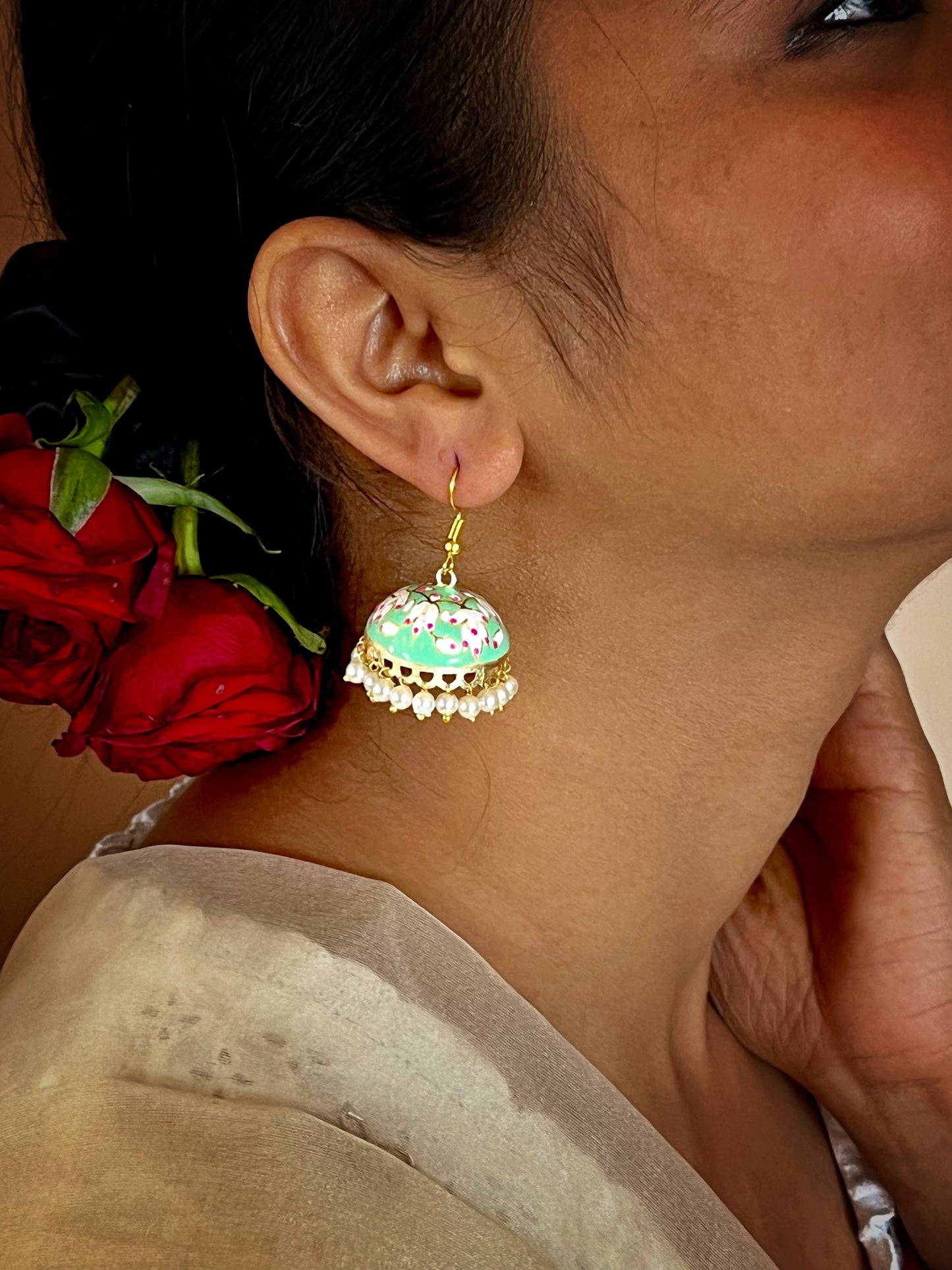 Meenakari Dome Shape Jhumka Earring