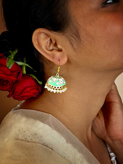 Meenakari Dome Shape Jhumka Earring