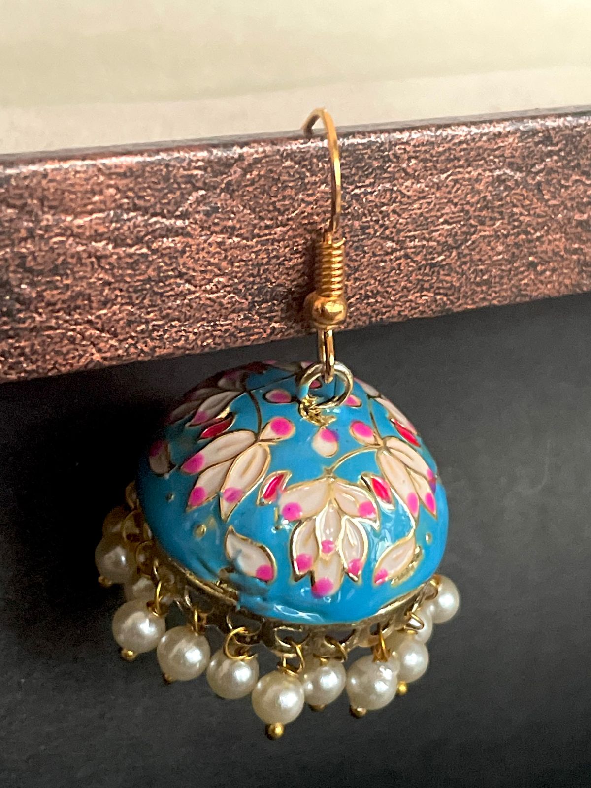 Meenakari Dome Shape Jhumka Earring