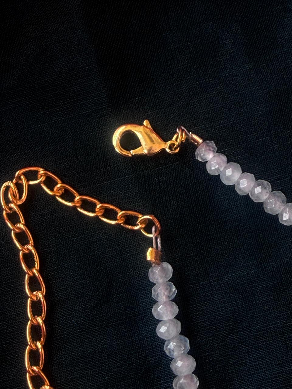 Stone Beads Golden Ring Single Layer Mala