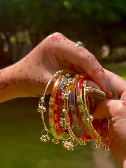 Acrylic Bangles with Metal Bangles set