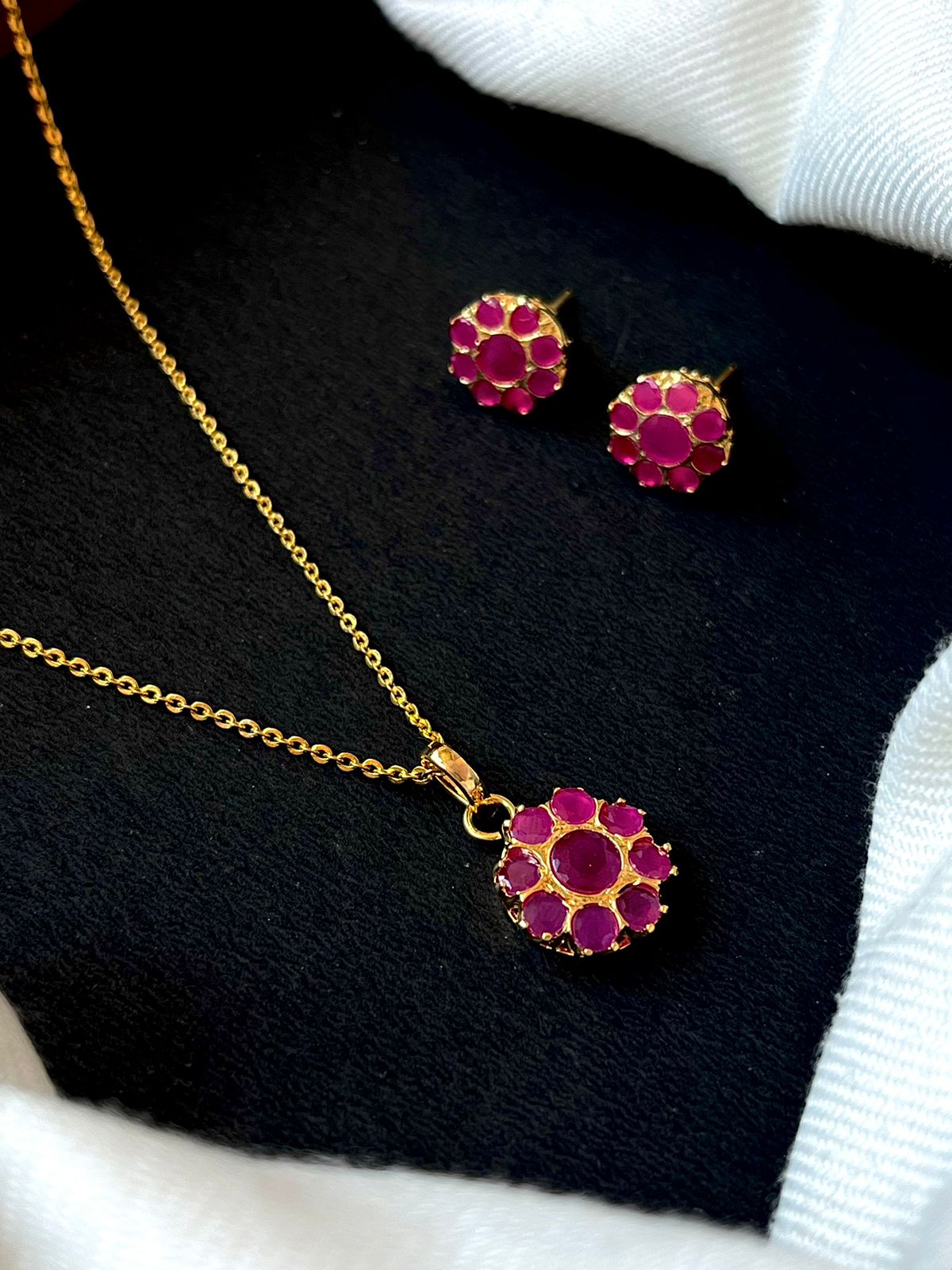 AD stone Pendant Necklace with Earring set