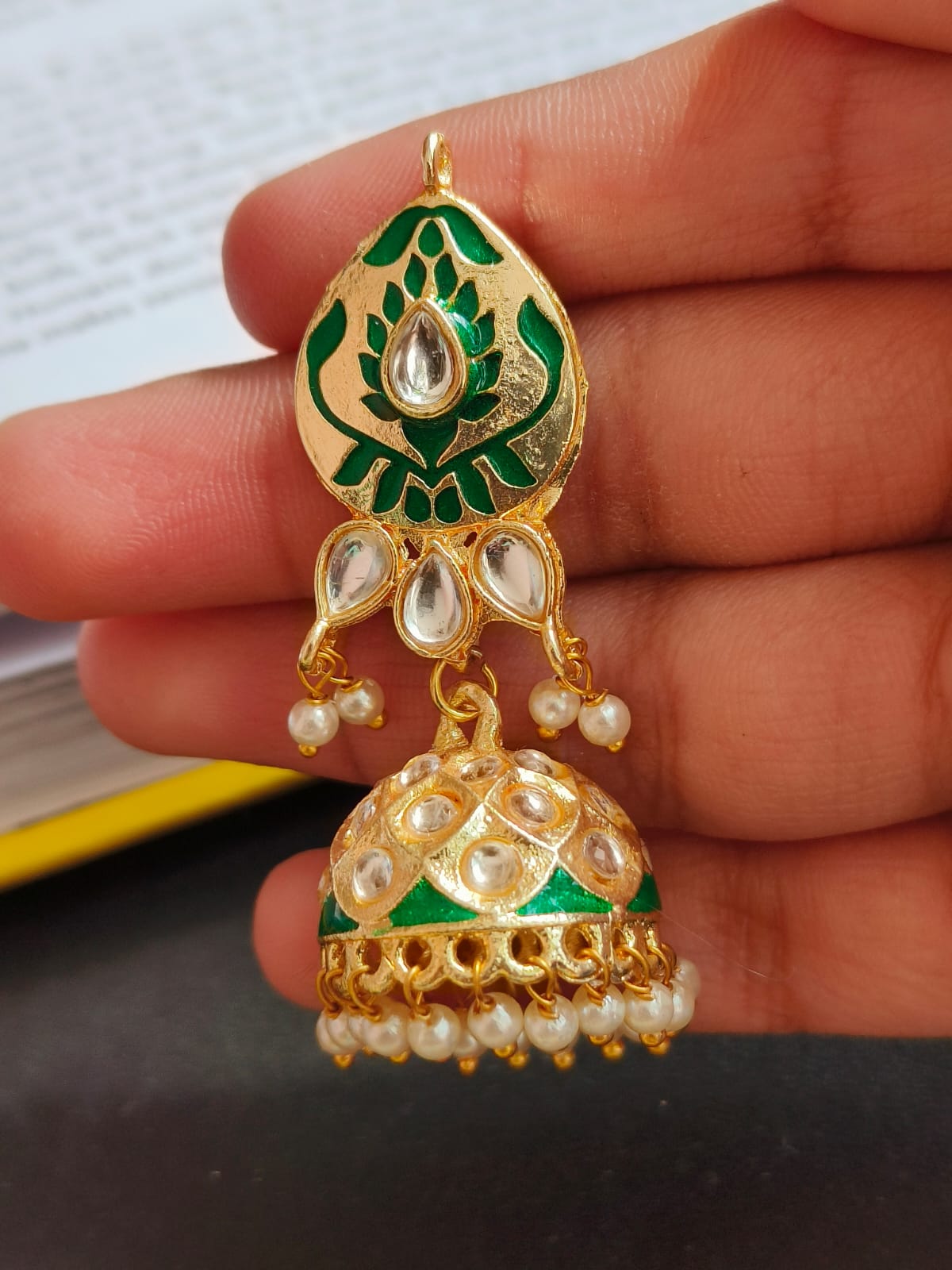 Meenakari Dome Shape Jhumka Earrings