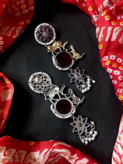 Dual Tone Ethnic Partywear Beaded Earring