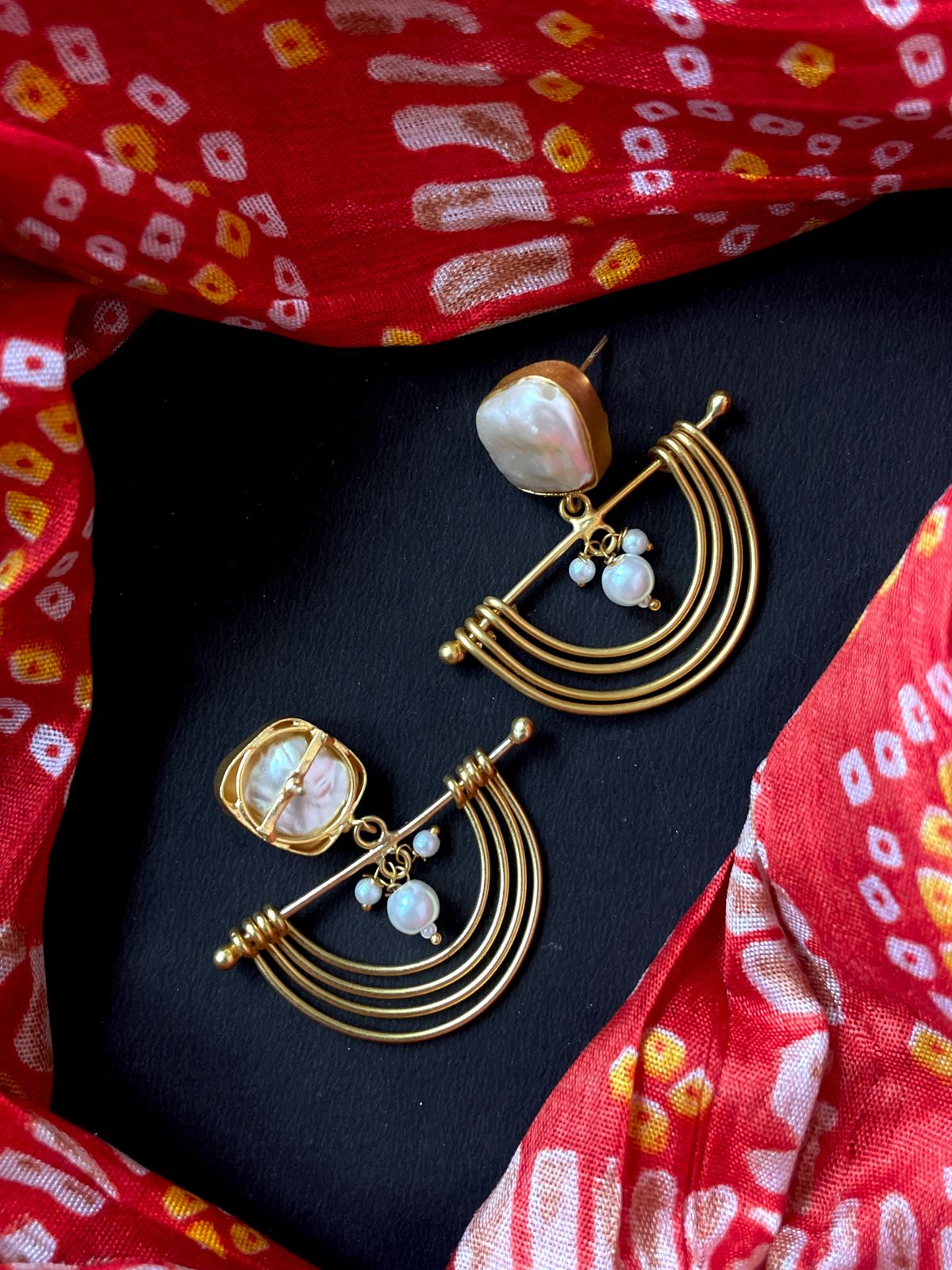 Sea Shell Trendy Half round Golden Earring