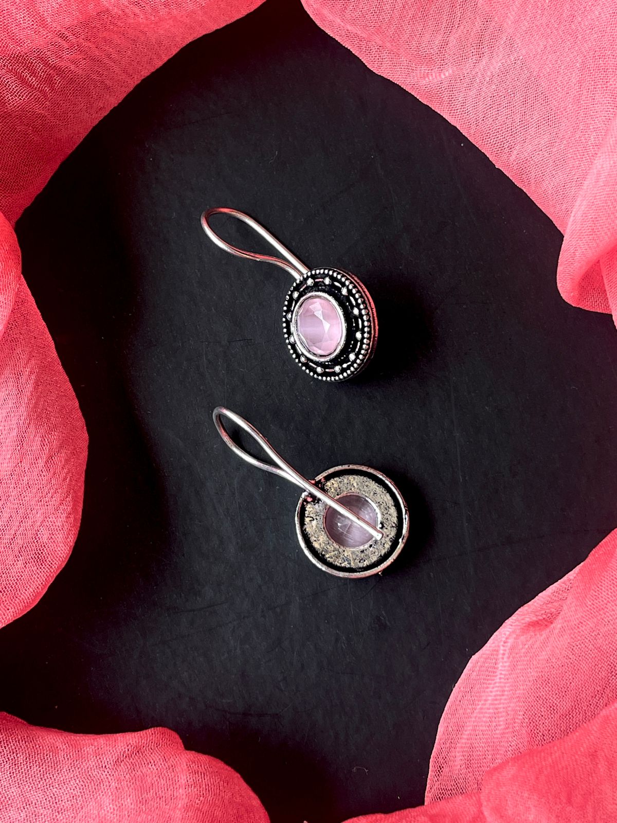 Monalisa Stone Oxidized Stud Earring