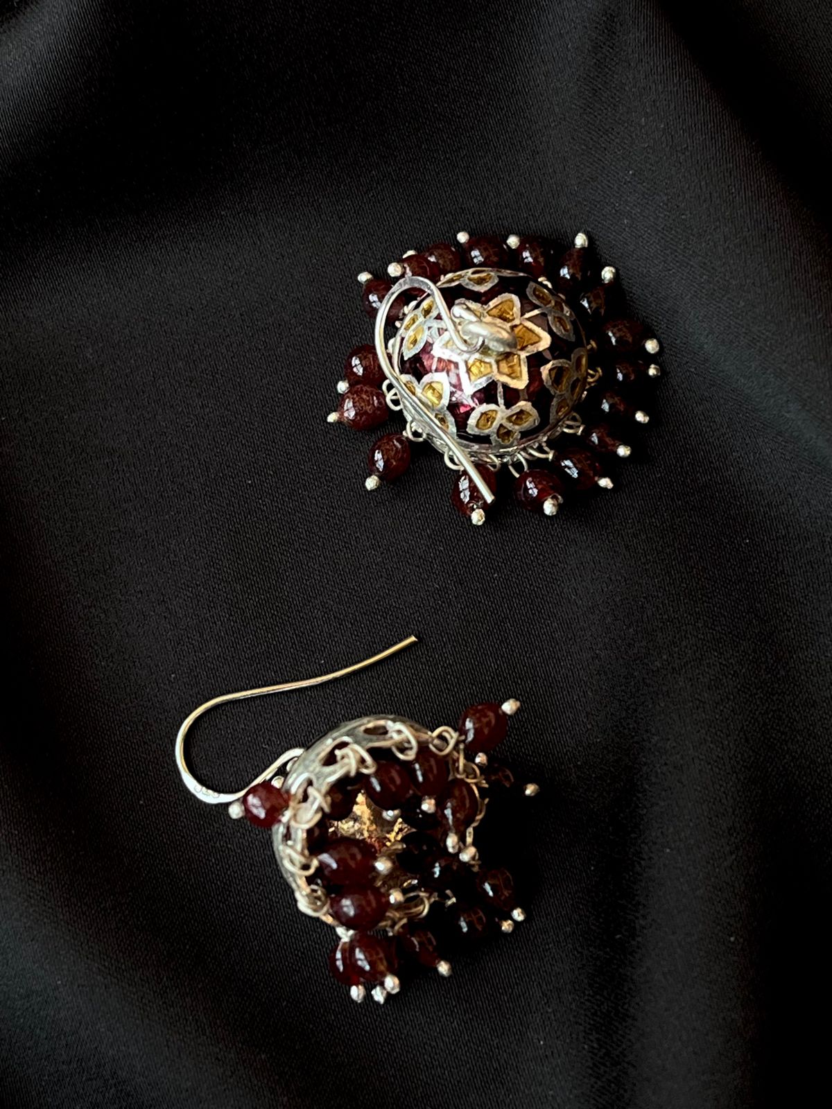 Meenakari 92.5 Silver Jhumki Earring