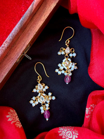 Pachi Kundan Stone Beaded Earring