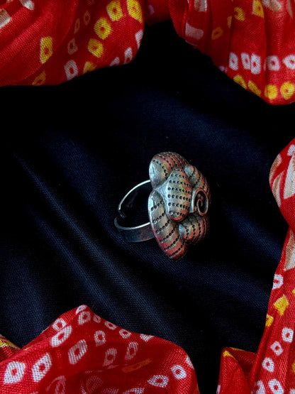 Oxidized Ganesha Partywear Ring