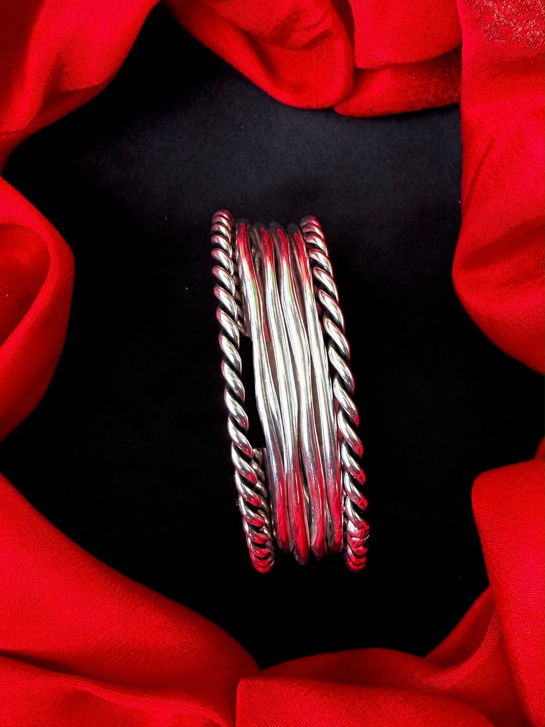 Oxidized Silver Replica Bangle set