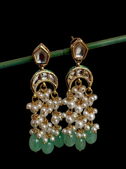 Kundan, Cheer and Glass Jade Stone Earring