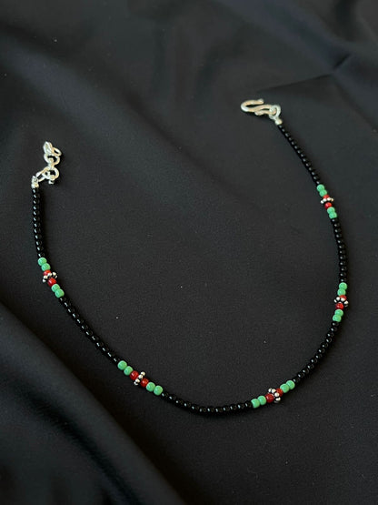 Colourful Beaded 92.5 Silver Anklet