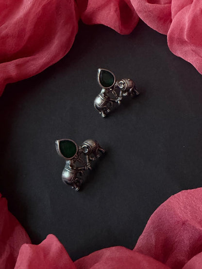 Monalisa Stone Oxidized Choker with Earring set