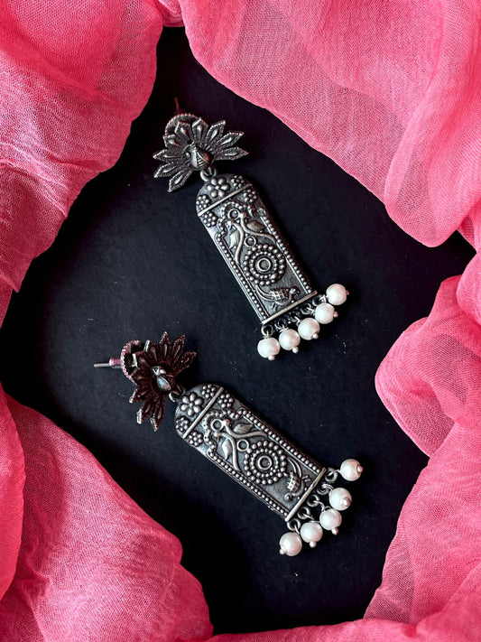 Black Polish Oxidized Ethnic Earring