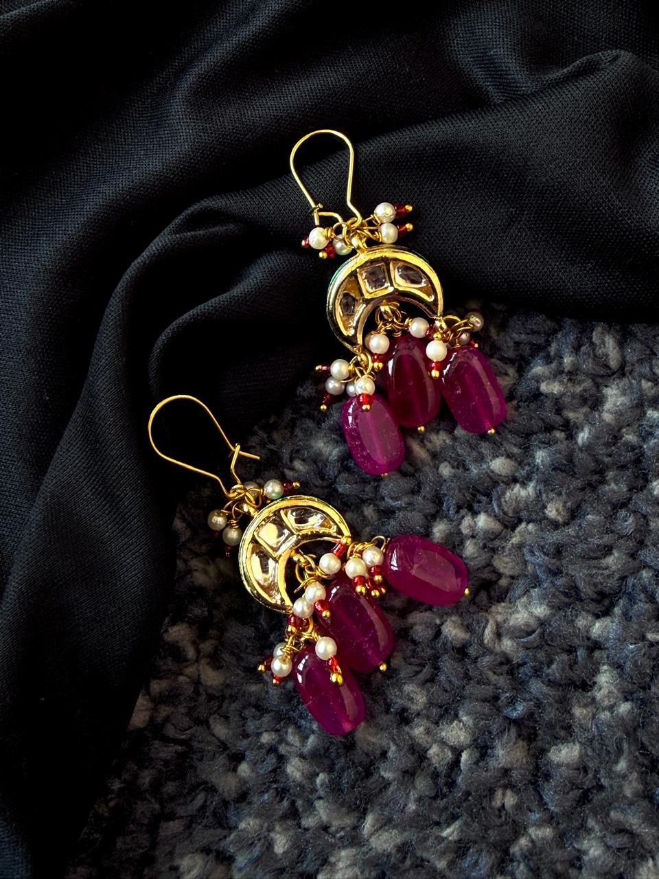 Natural Stones with Kundan Earring