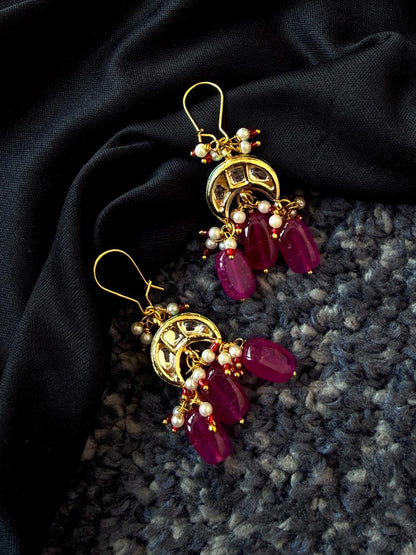 Natural Stones with Kundan Earring
