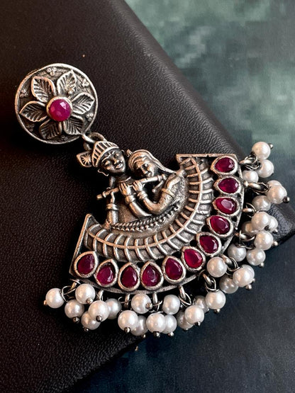 Oxidized Radha Krishna Earring