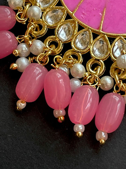 Meenakari Chandbali Long Earring