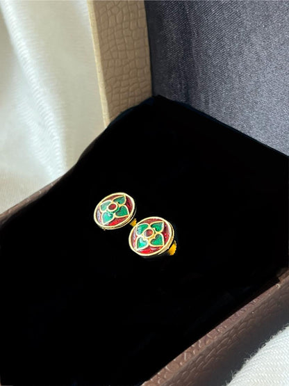 Gold- Plated Meenakari Small Stud Earring