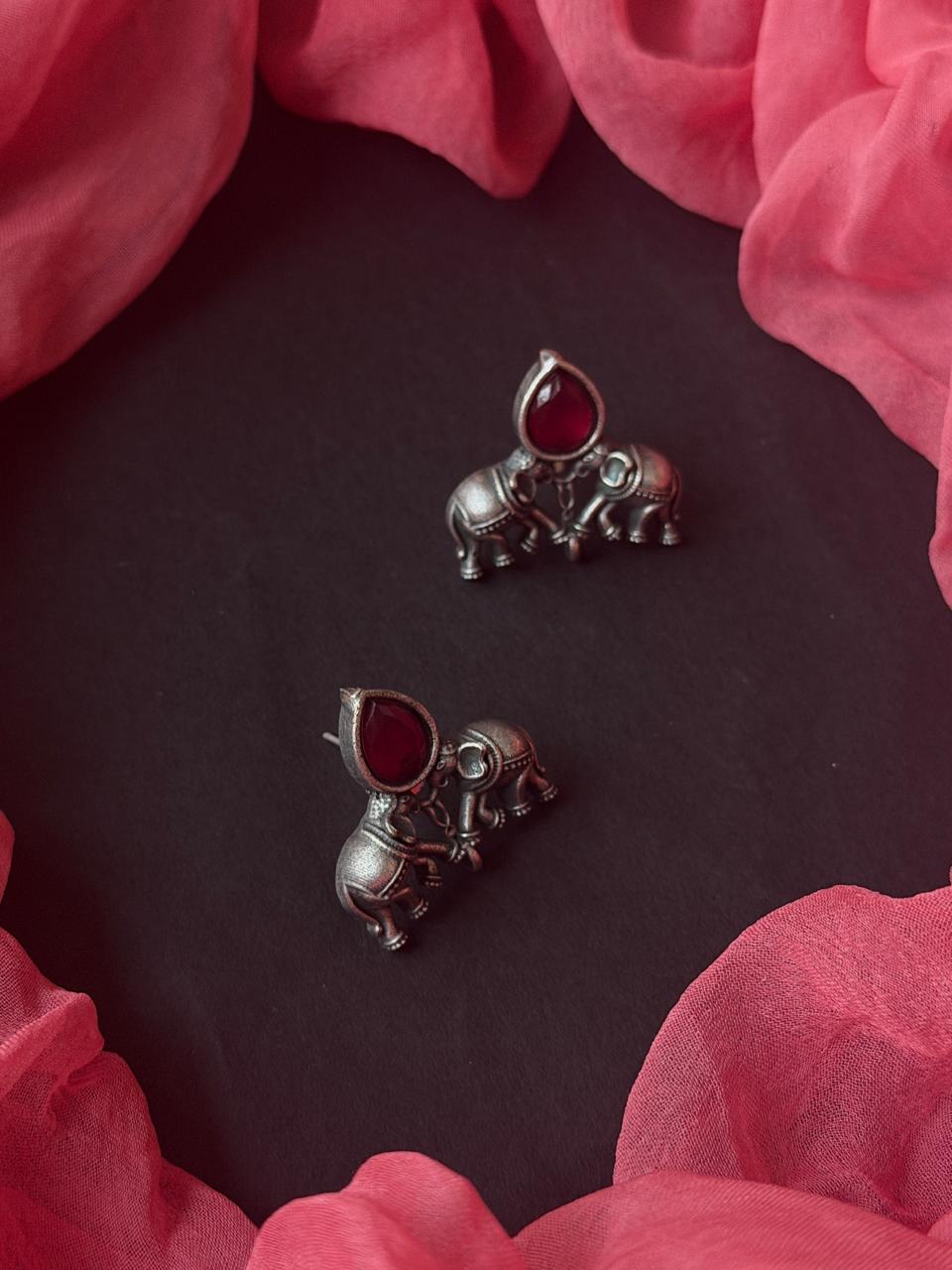 Monalisa Stone Oxidized Choker with Earring set