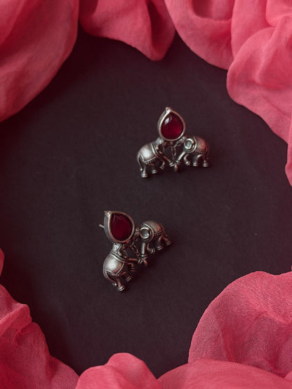 Monalisa Stone Oxidized Choker with Earring set